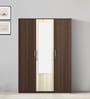 Kosmo Crescent 3 Door Wardrobe in Dark Acacia Finish with Mirror With Drawer