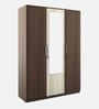 Kosmo Crescent 3 Door Wardrobe in Dark Acacia Finish with Mirror With Drawer