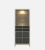 Empress Crockery Unit With Led Light In Pumic Grey Finish
