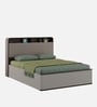 Desire King Size Bed With Headboard & Hydraulic Storage In Sahara Beige & Dark Brown Eucalyptus Finish