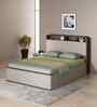 Desire Queen Size Bed With Headboard & Hydraulic Storage In Sahara Beige & Dark Brown Eucalyptus Finish