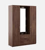 Kosmo Ellipse 3 Door Wardrobe in Sheesham Finish With Inbuild Dresser