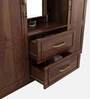Kosmo Ellipse 3 Door Wardrobe in Sheesham Finish With Inbuild Dresser