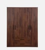 Kosmo Lauren 4 Door Wardrobe In Sheesham Woodpore Finish With Locker & Drawer