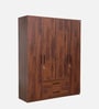Kosmo Lauren 4 Door Wardrobe In Sheesham Woodpore Finish With Locker & Drawer