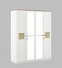 Kosmo Lilly 4 Door Wardrobe With Mirror In Kingston White & Sebastian Oak Finish With Locker & Drawer