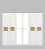 Kosmo Lilly 6 Door Wardrobe With Mirror In Kingston White & Sebastian Oak Finish With Locker & Drawer
