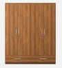 Kosmo Linden 4 Door Wardrobe In Natural Teak Finish With Locker & Drawer