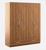 Kosmo Linden 4 Door Wardrobe In Natural Teak Finish With Locker & Drawer