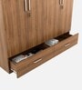 Kosmo Linden 4 Door Wardrobe In Natural Teak Finish With Locker & Drawer