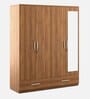 Kosmo Linden 4 Door Wardrobe With Mirror In Natural Finish With Locker & Drawer