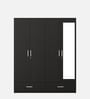 Kosmo Linden 4 Door Wardrobe With Mirror In Wenge Finish With Mirror With Locker & Drawer