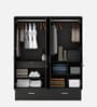 Kosmo Linden 4 Door Wardrobe With Mirror In Wenge Finish With Mirror With Locker & Drawer