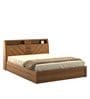 Kosmo Monarch Queen Size Bed in Natural Teak Finish with Hydraulic Storage
