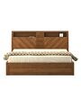 Kosmo Monarch Queen Size Bed in Natural Teak Finish with Hydraulic Storage