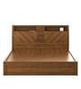 Kosmo Monarch Queen Size Bed in Natural Teak Finish with Hydraulic Storage