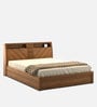 Kosmo Monarch Queen Size Bed in Natural Teak Finish with Hydraulic Storage
