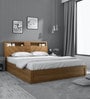 Kosmo Monarch Queen Size Bed in Natural Teak Finish with Hydraulic Storage
