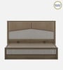 Kosmo Nora Upholstered Queen Size Bed In Lyon Walnut Finish With Hydraulic Storage