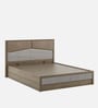 Kosmo Nora Upholstered Queen Size Bed In Lyon Walnut Finish With Hydraulic Storage