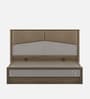 Kosmo Nora Upholstered Queen Size Bed In Lyon Walnut Finish With Hydraulic Storage
