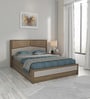 Kosmo Nora Upholstered Queen Size Bed In Lyon Walnut Finish With Hydraulic Storage