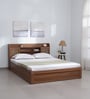 Kosmo Rayan Queen Size Bed in Natural Teak Finish with Box Storage