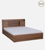 Kosmo Rayan Queen Size Bed in Natural Teak Finish with Hydraulic Storage