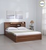 Kosmo Rayan Queen Size Bed in Natural Teak Finish with Hydraulic Storage