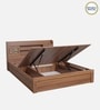 Kosmo Rayan Queen Size Bed in Natural Teak Finish with Hydraulic Storage