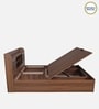 Kosmo Rayan Queen Size Bed in Natural Teak Finish with Hydraulic Storage