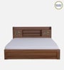 Kosmo Rayan Queen Size Bed in Natural Teak Finish with Hydraulic Storage