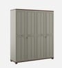Kosmo Sahara 4 Door Wardrobe In Stone Grey Modern Ash Finish With Drawer & Locker