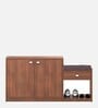 Kosmo Shoe Rack with Seating in Walnut Rigato Melamine Finish