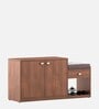 Kosmo Shoe Rack with Seating in Walnut Rigato Melamine Finish