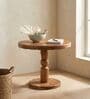 Kovil 4 Seater Solid Acacia Wood Round Dining Table Set With Teak Chairs In Natural Finish Kovil 4 Seater Solid Acacia Wood Round Dining Table Set With Teak Chairs In Natural Finish