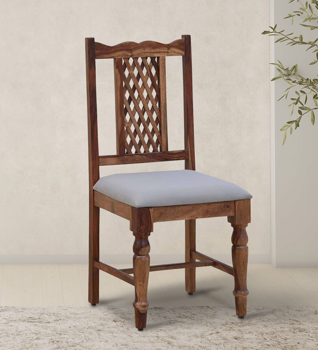 Buy Krisa Sheesham Wood Dining Chair in Scratch Resistant Rustic Teak