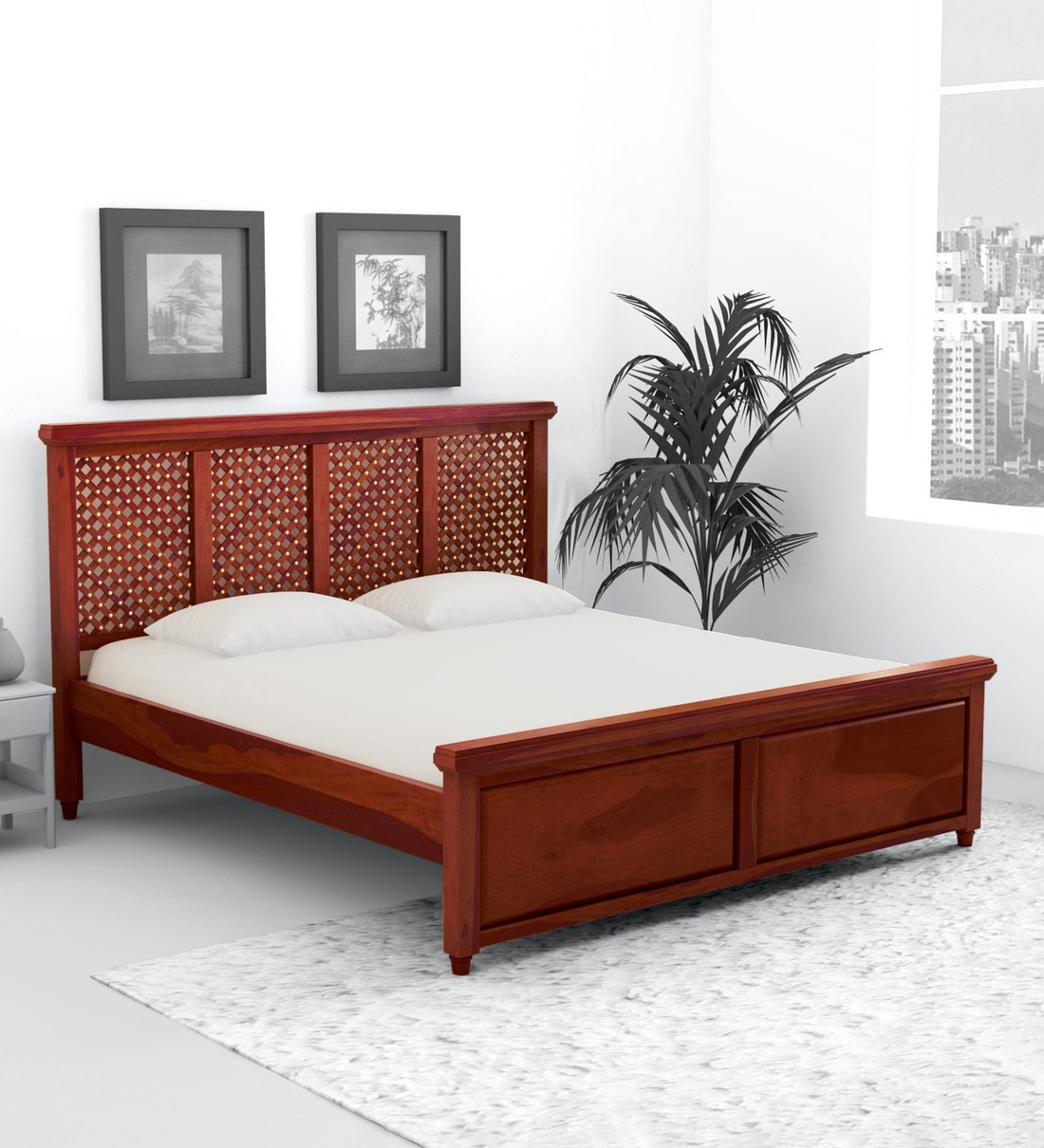Buy Krisa Solid Wood King Size Bed In Honey Oak Finish By Mudramark