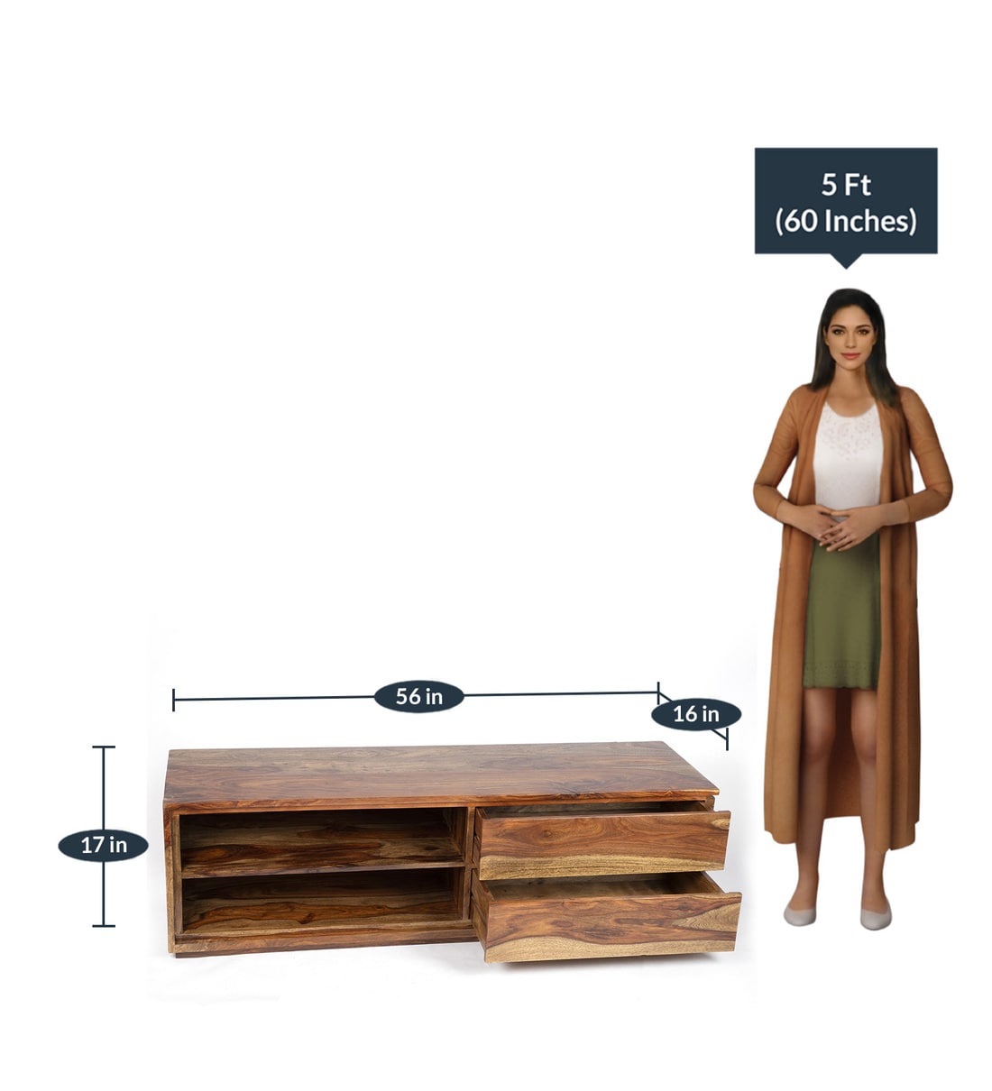 Buy Avina TV unit in Teak Finish by Ikiriya Online Modern TV Consoles