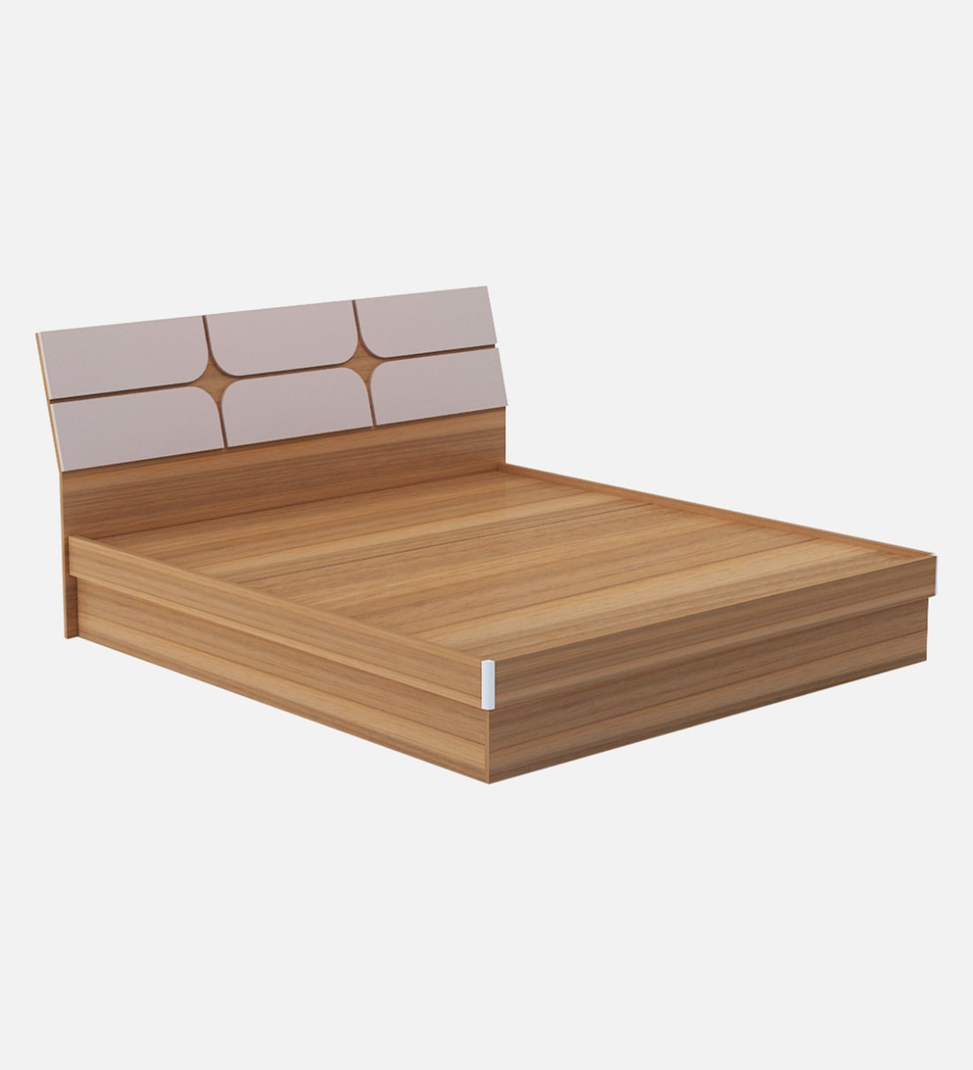 Buy Kruger King Size Bed in Teak Finish with Hydraulic Storage by