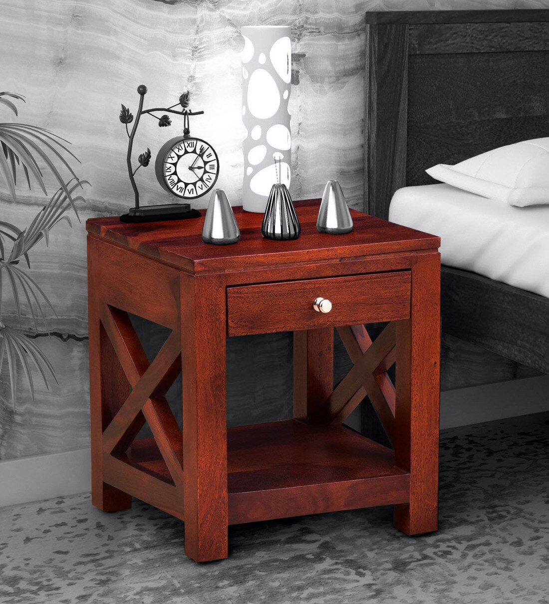 Buy Kryss Solid Wood Night Stand In Honey Oak Finish By Woodsworth ...