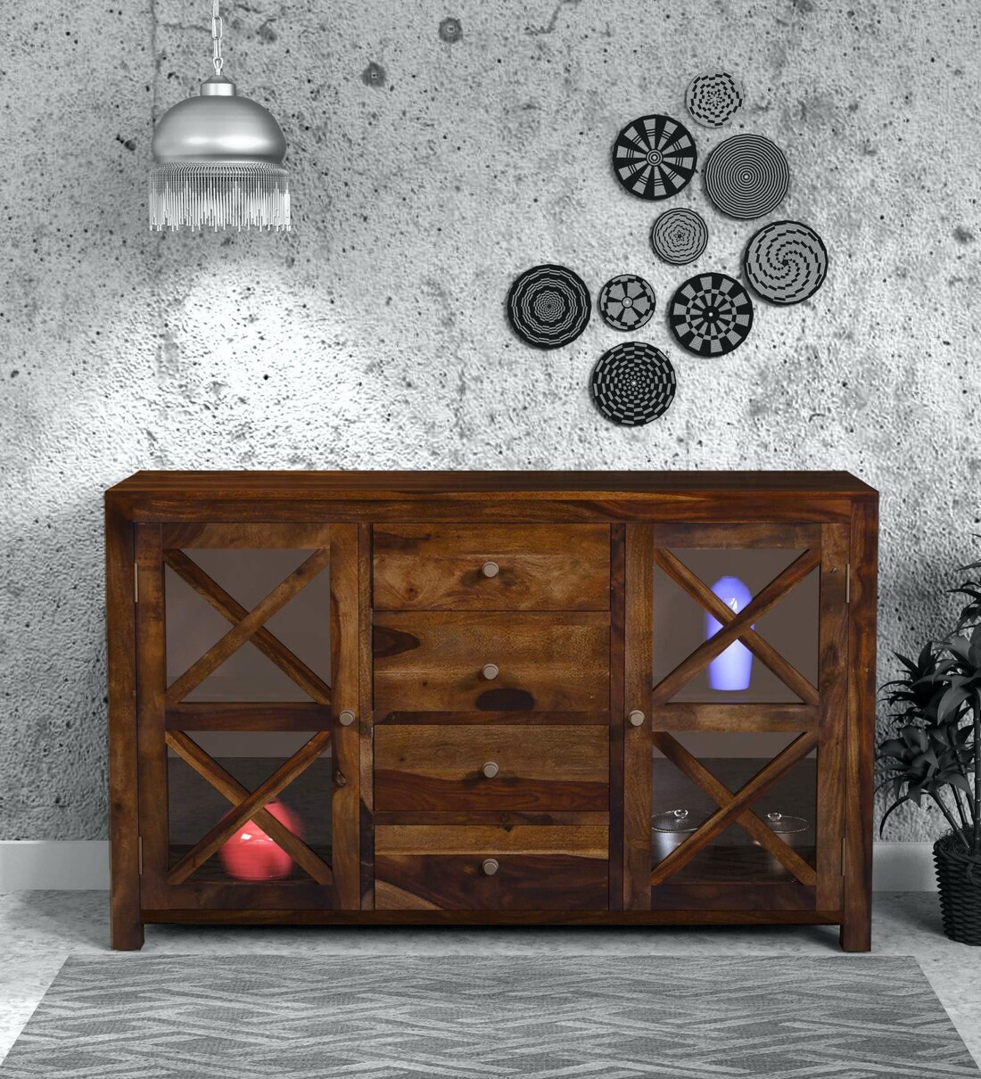 Buy Kryss Solid Wood Sideboard In Provincial Teak Finish By Woodsworth