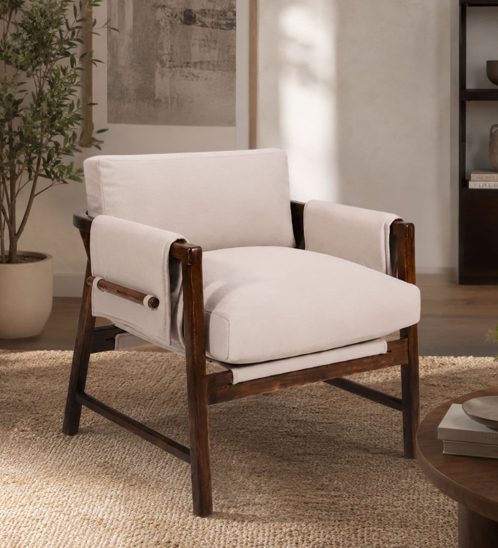 Kram Plush Armchair In Beige Color