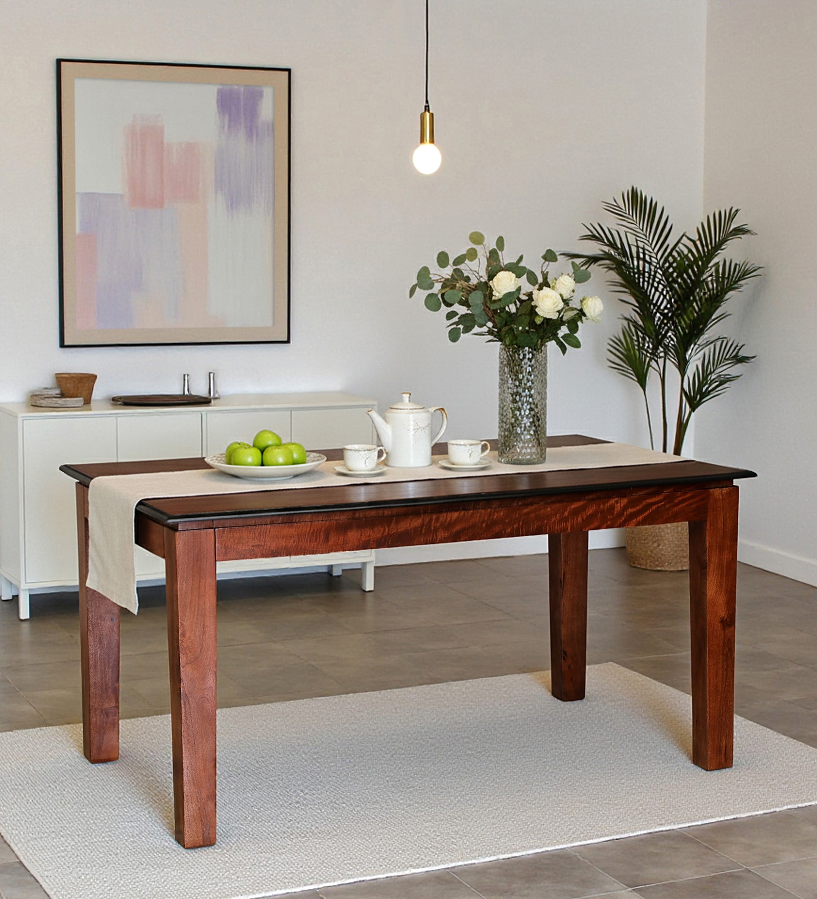 Krapina Mango Wood 6 Seater Dining Table In Honey Oak Finish