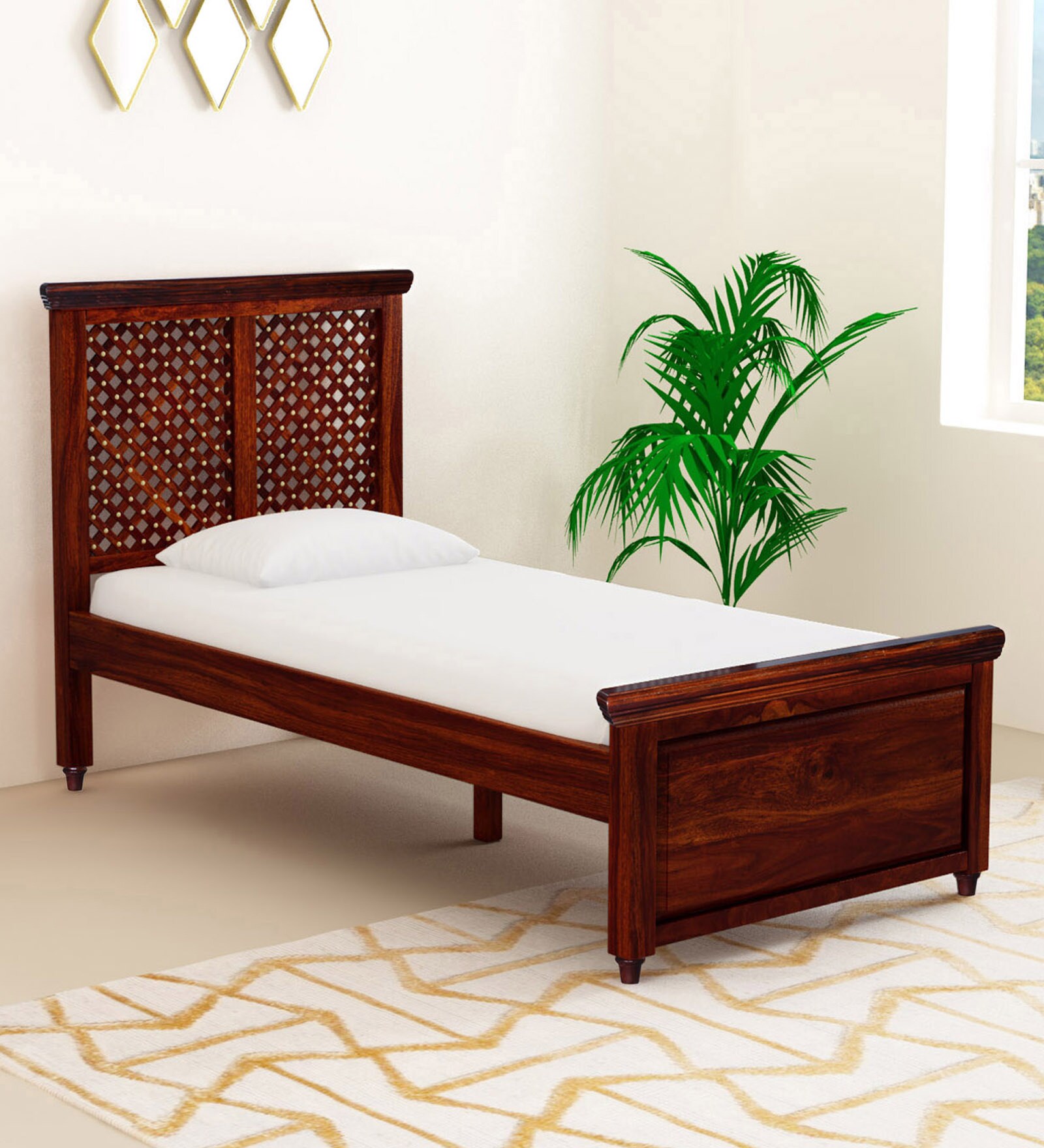 Buy Krisa Sheesham Wood Single Bed In Honey Oak Finish at 21% OFF by ...