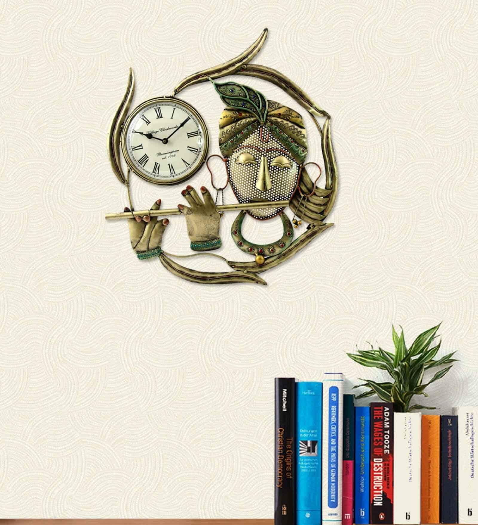 Krishna Multicolour Iron Traditional Wall Clock