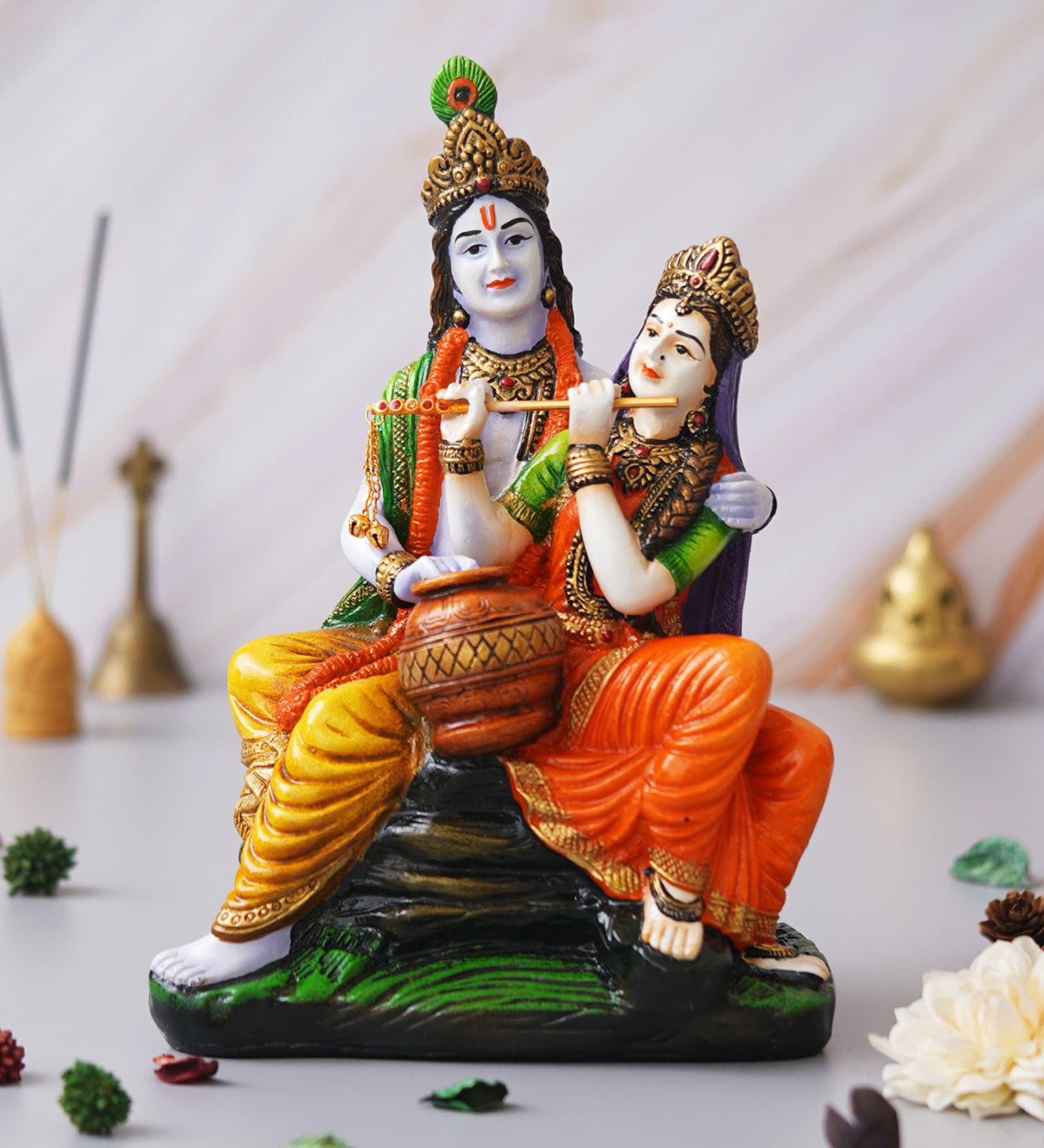 Krishna Multicolour Polyresin Idol