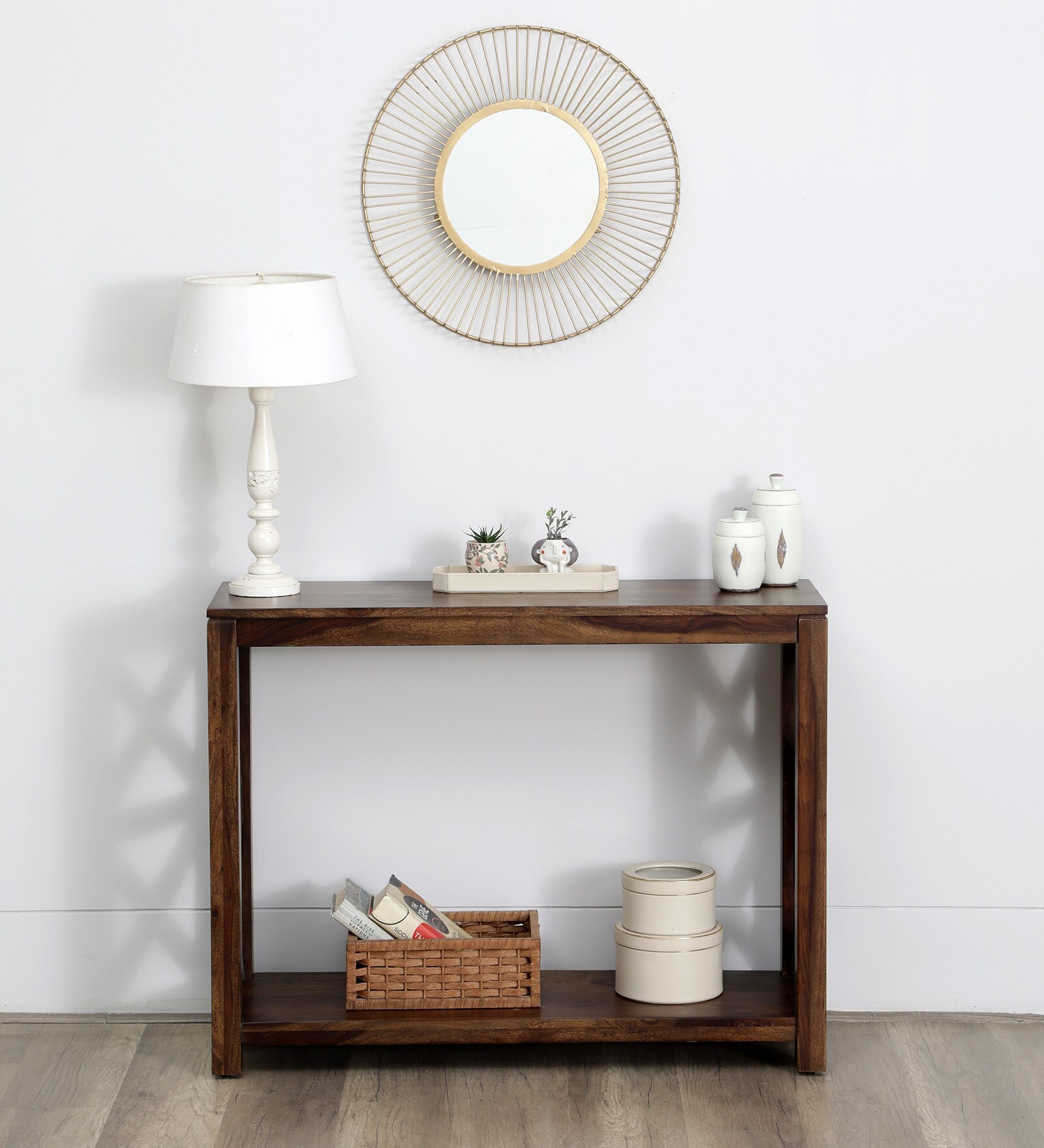 Kryss Sheesham Wood Console Table in Scratch Resistant Provincial Teak Finish