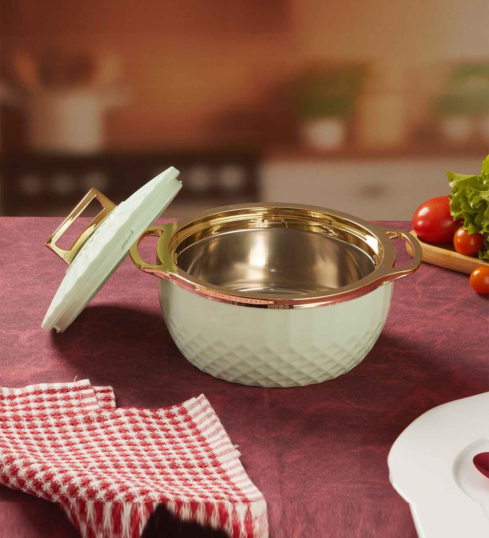 KRYSTAL Green Plastic & Steel 1Ltr Insulated Thermoware Casserole