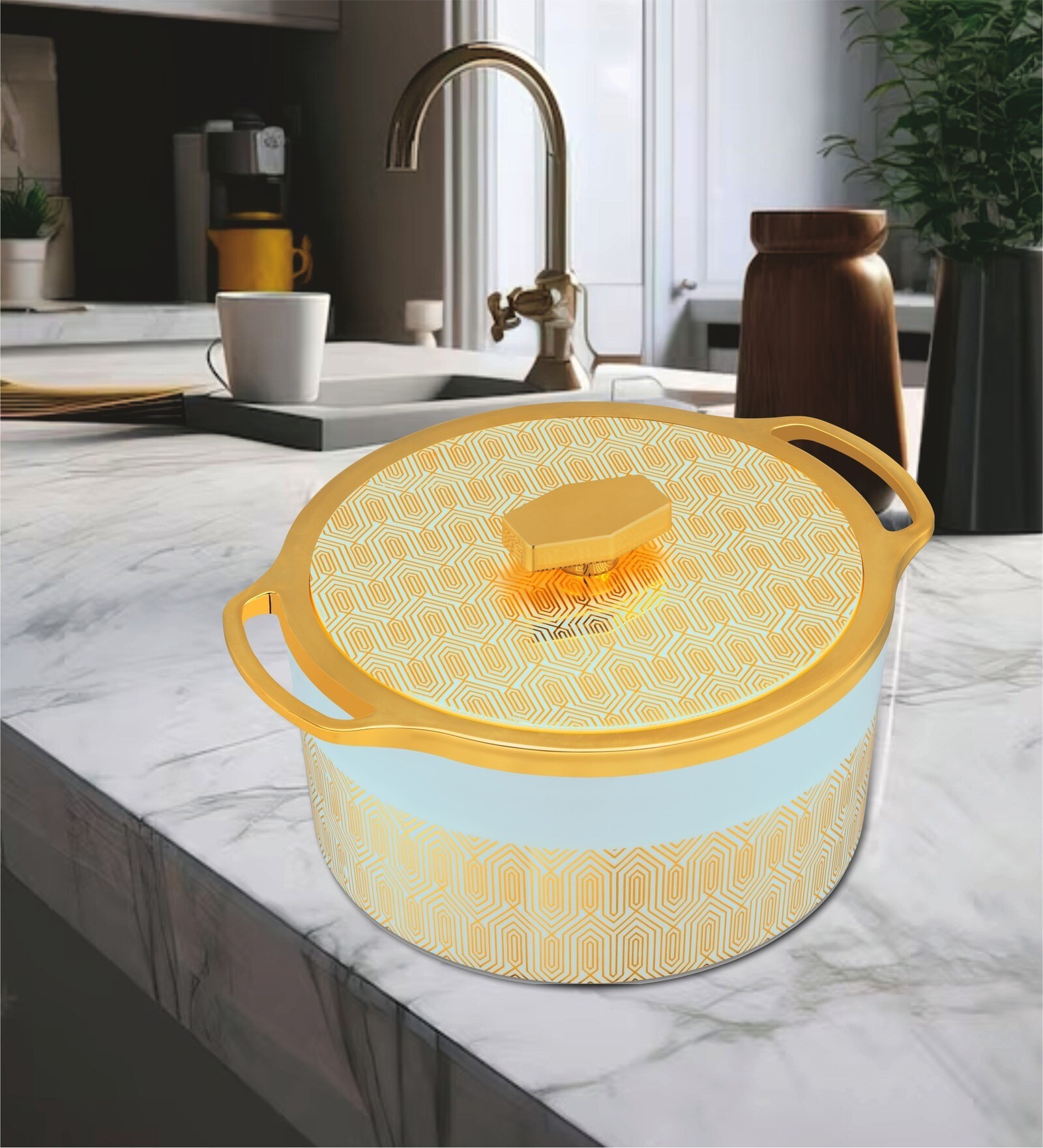 KRYSTAL Green Plastic & Steel 2.5Ltr Insulated Thermoware Casserole